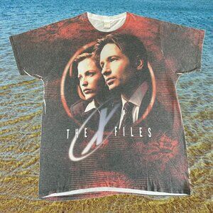 AOP X-Files Movie Promo Tee Mens Size XXL All Over Print Y2k Alien T-Shirt